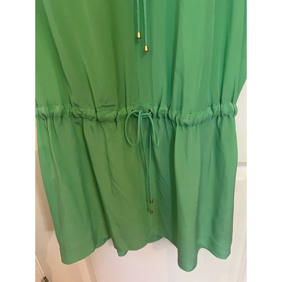 Leifsdottir Anthropologie Silk Sleeveless Front Pockets Mini Kelly Green dress 6 - Picture 4 of 11